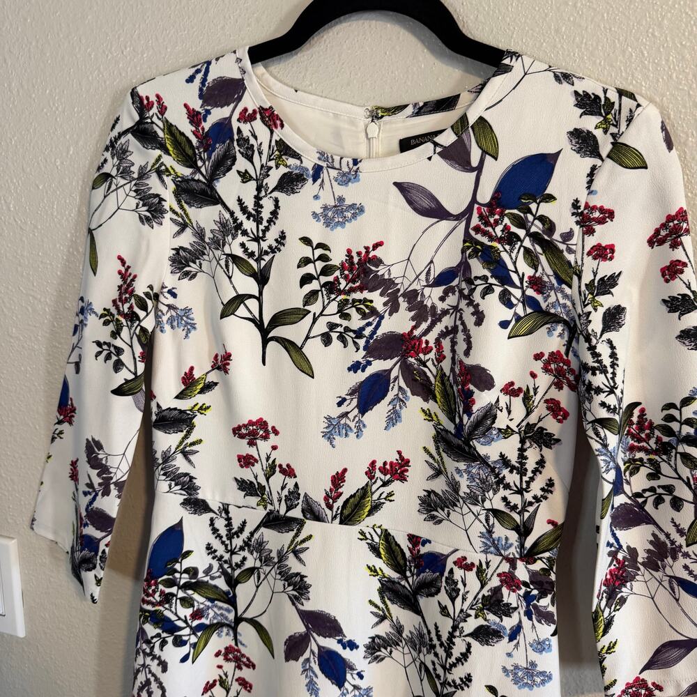 Banana Republic White Floral 3/4 Sleeve Spring Dress Size 0